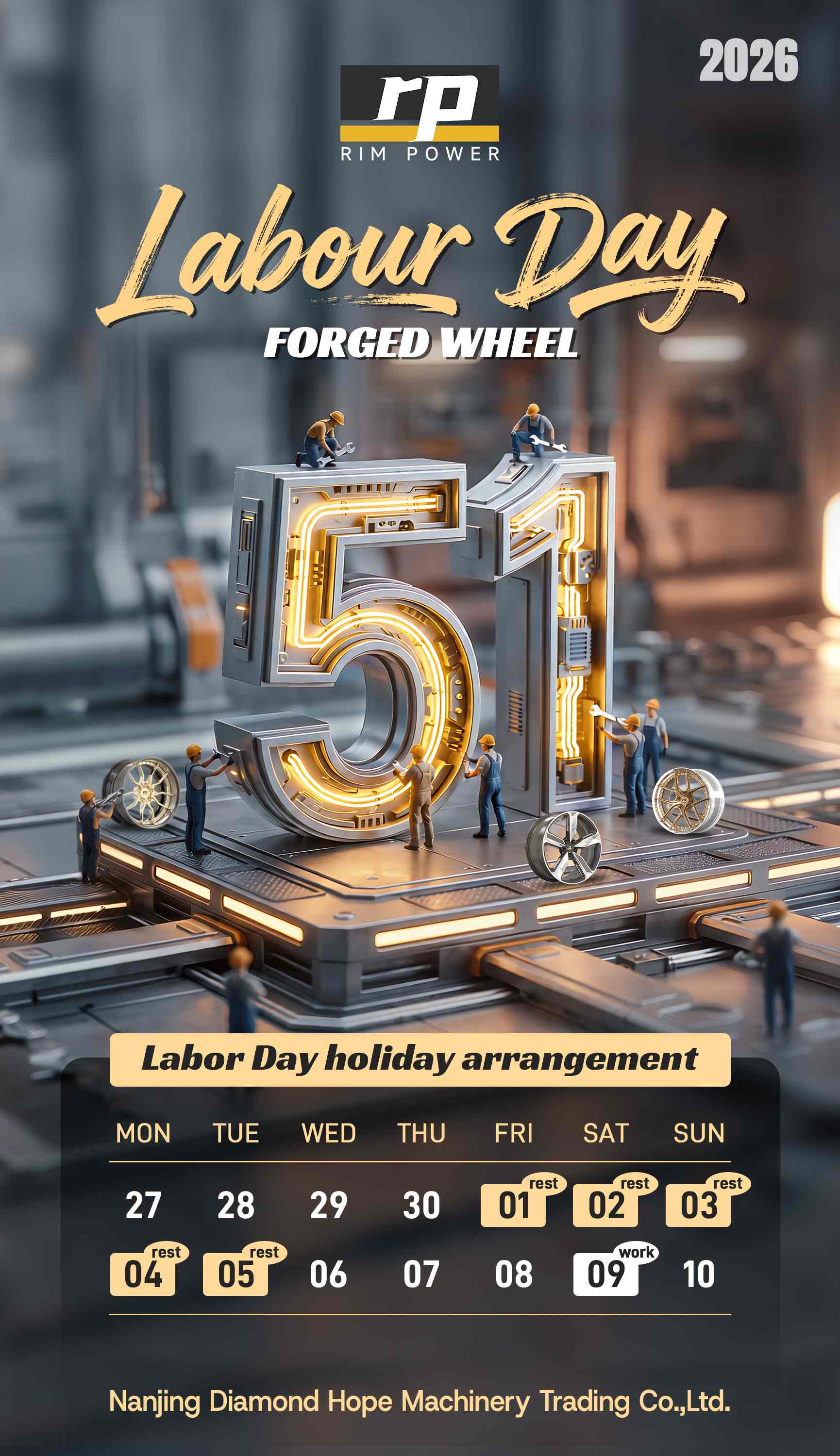 Rimpower forged wheel holiday notice