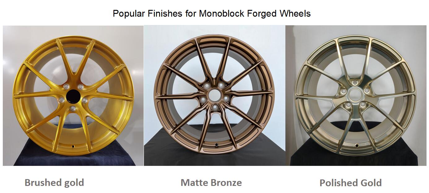 Popular finish options for monoblock forged wheels