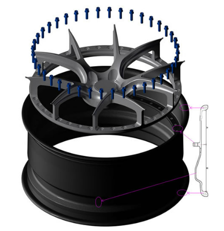 Structure of two piece forged wheels Structure of two piece forged wheels